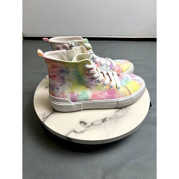 Cat & Jack Tie Dye Multicolor High Top Lace Up Zipper Sneakers Shoes SZ 3 NWT - Picture 4 of 9